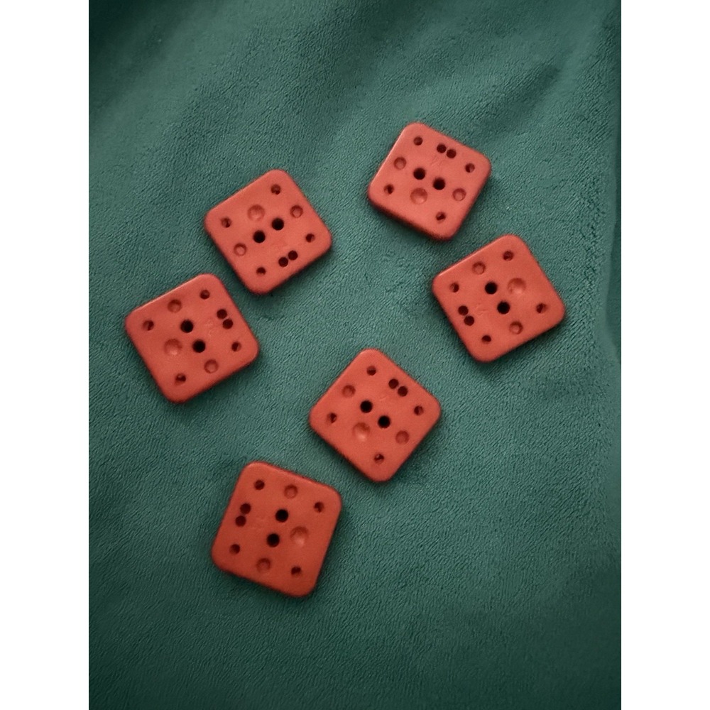 Square Red Button Set Of 6 - Picture 2 of 2